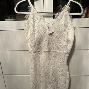White lace mini dress
